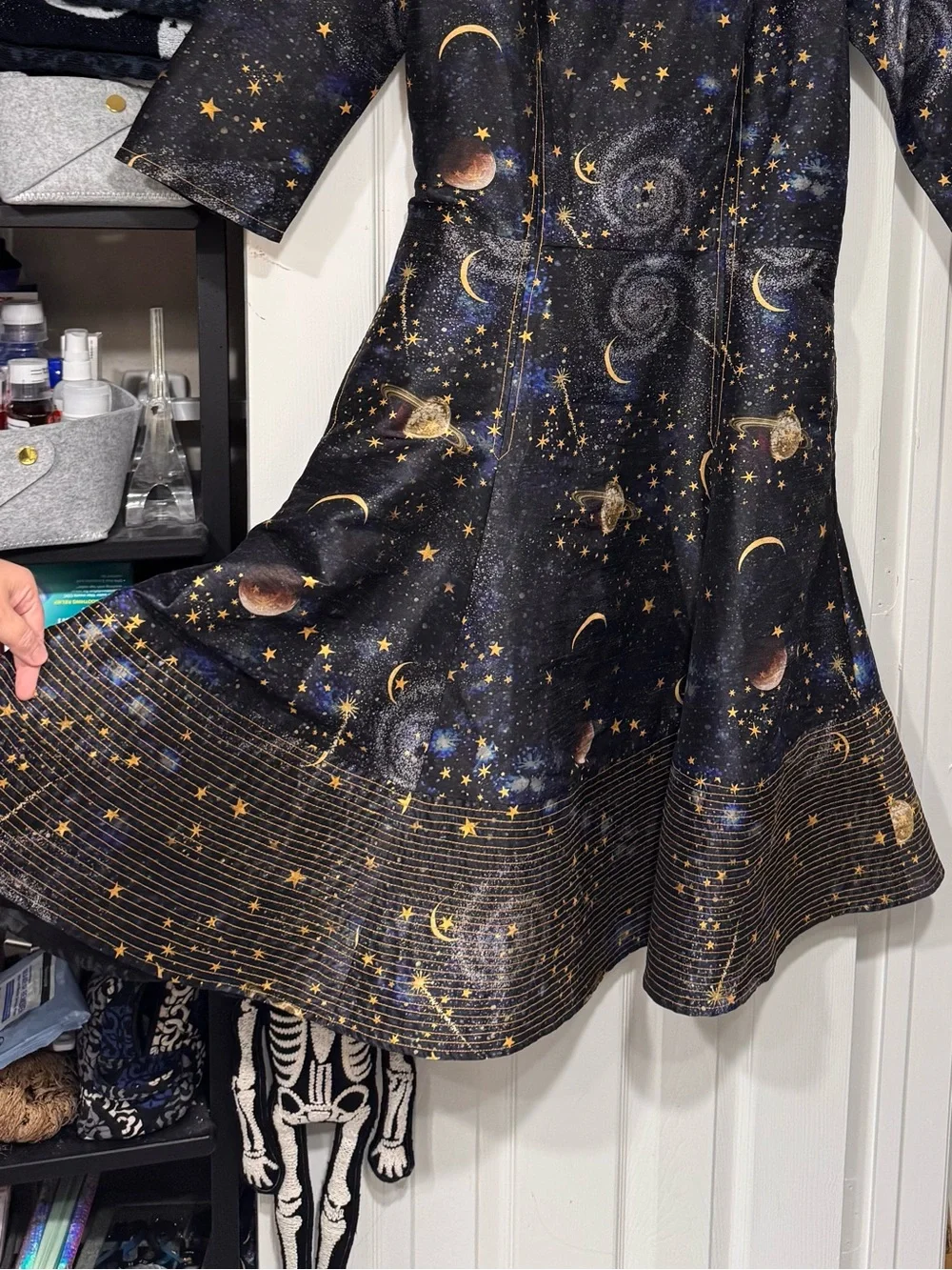 Women’s Black & Gold Celestial Print Dress